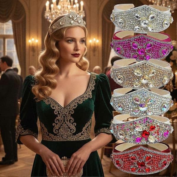 Strassikruunupanta – Kimalteleva Tiara-hiusasuste naisille Red One size