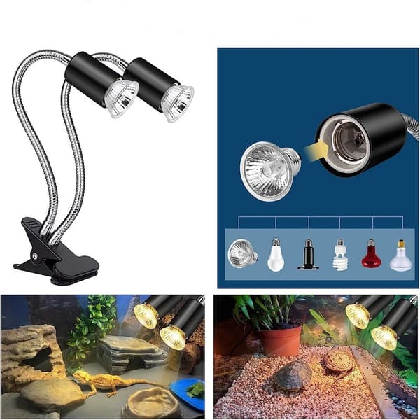 Dobbelt varmelampe til terrarium / UVA-lampe til krybdyr