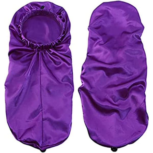 Dam 2-pack Lång Satin Hårmössa Flickor Silkeslen Mössa för Sömn Stor Satin Sömnmössa för Långt Lockigt Hår Skydd