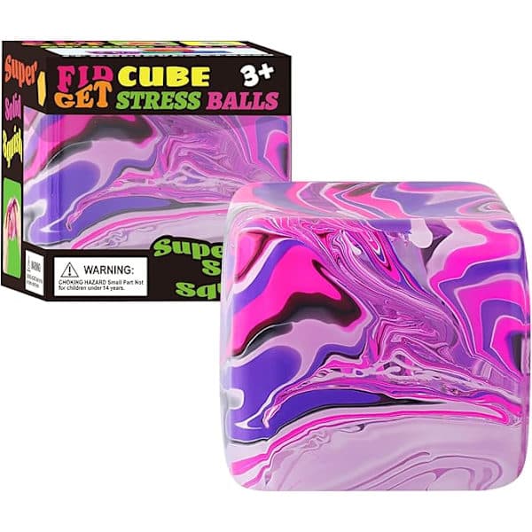 Squishy Sensor Fit Squeeze Cube – Gelfyldt elastisk klemmebold, blød isbold med langsom genopretning, stressaflastende legetøj BLÅ Flow mønsterblok BLUE Flow pattern block 5.5cm