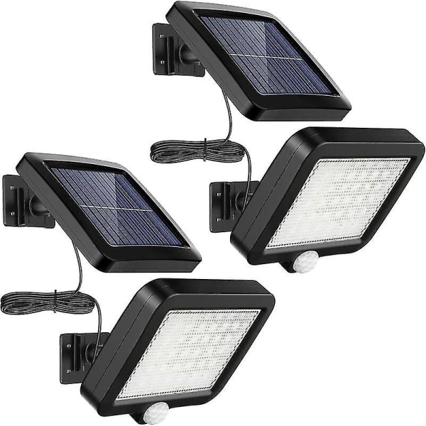 2 pakke 56 LED solcellelamper udendørs med bevægelsessensor, IP65 vandtæt, 120° belysningsvinkel, solenergi W