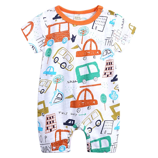 Nyfödd Baby Kortärmad Romper i Bambu Bomull Andningsbar Jumpsuit Cartoon Spädbarnskläder 2 EU: 9-12m