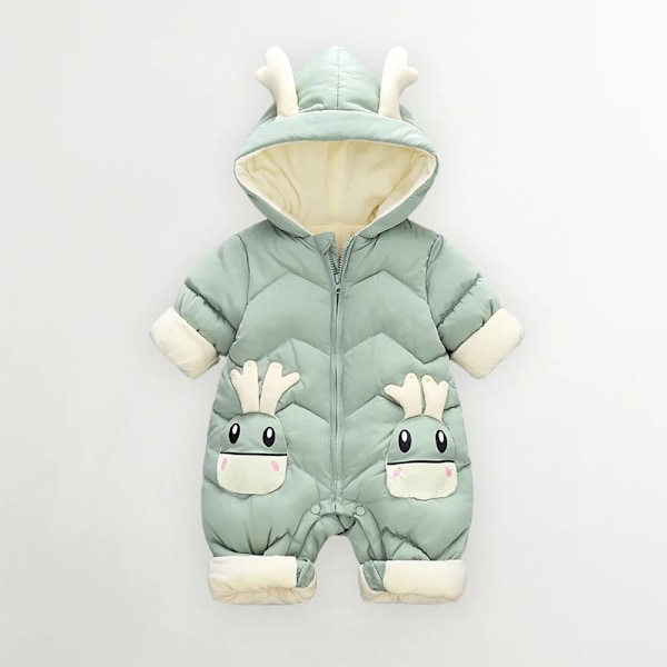 Vinterklær for nyfødte 0-3 år Fløyels Snowsuit Jumpsuit Tykk Babyjakke Azul 12 meses