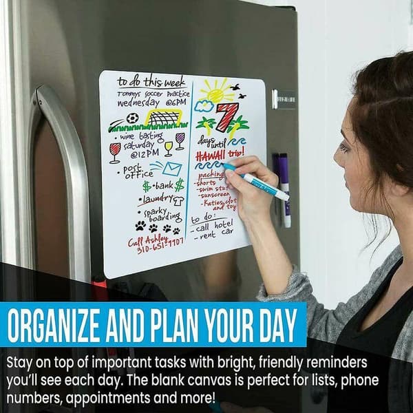JOORRT Magnetic Refrigerator Whiteboard 17 x 12 with Stain-Free Technology, Magnetic Refrigerator Whiteboard Planner in Flat Pack