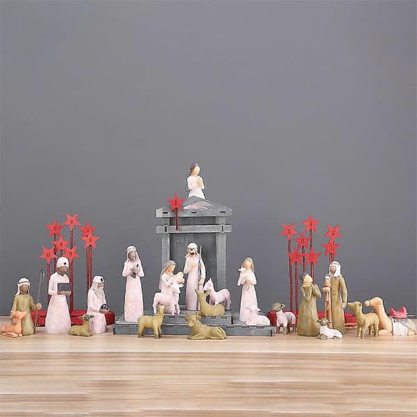 Krippfigurer Staty Willow Tree Julkrubba Figurer Skulpterad Handmålad Religiös Prydnad Heminredning Julklappar 1pc