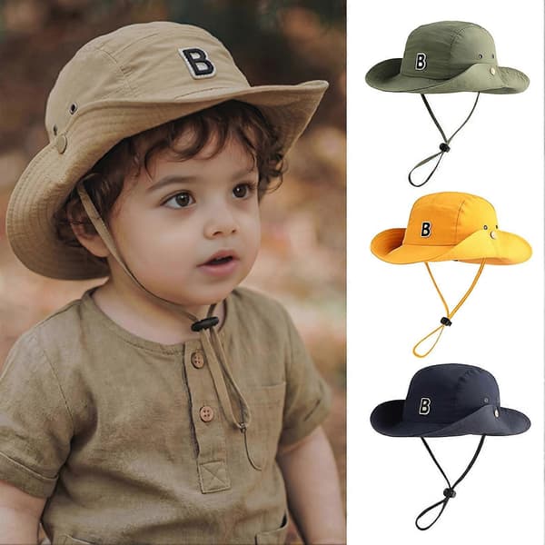 Sommerhatt for gutter og jenter - Justerbar og pustende - for strandferie Beige