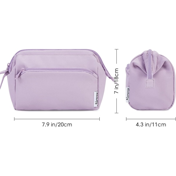 Suuri meikkilaukku, leveä vetoketjullinen pussi, matka-hygienialaukku, naisten organizer (violetti)