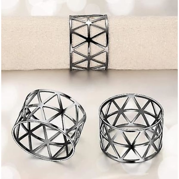 Servietringe, 12 stykker hule servietringe Holdere Servietring silver