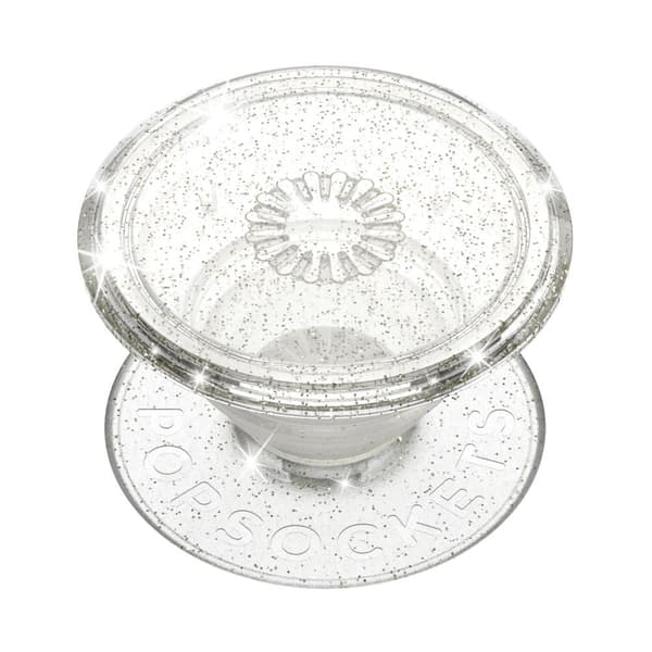 POPSOCKETS Clear Glitter Silver Avtakbart grep med stativfunksjon