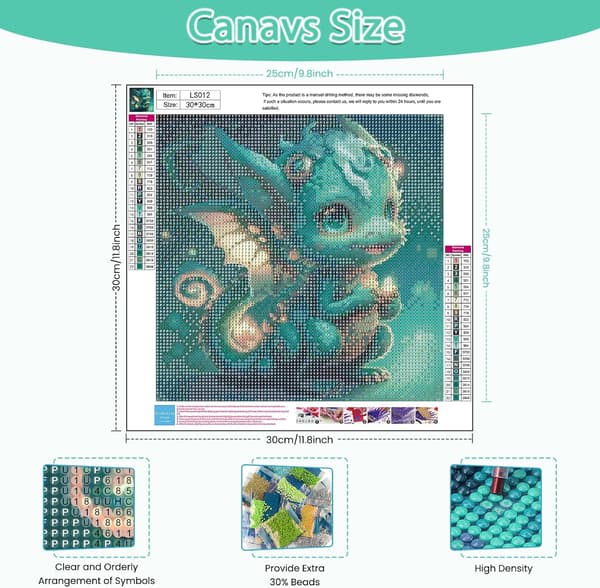 5D DIY diamantmaling til voksne, baby drage diamant komplet maleri