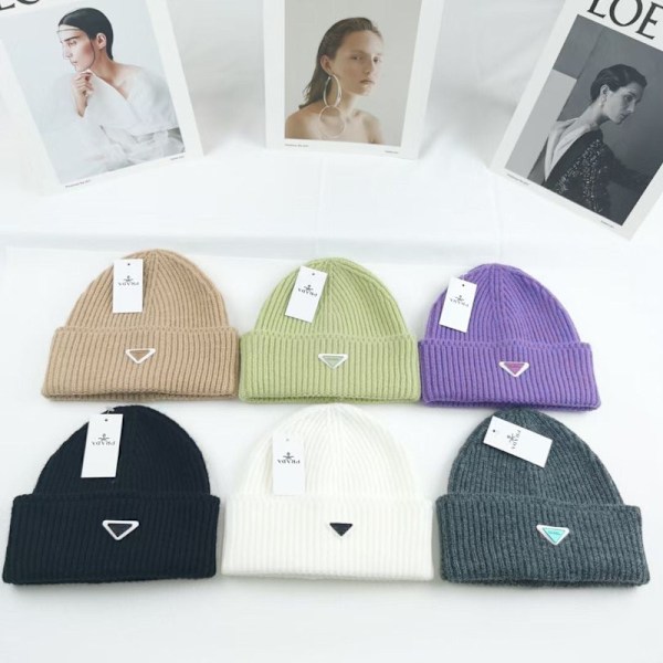 Varm Vinter Strikket Hue Efterår og Vinter Hue Omvendt Trekant Mode Mærke Casual Ørevarmere Unisex Ginger Gul Ginger yellow M