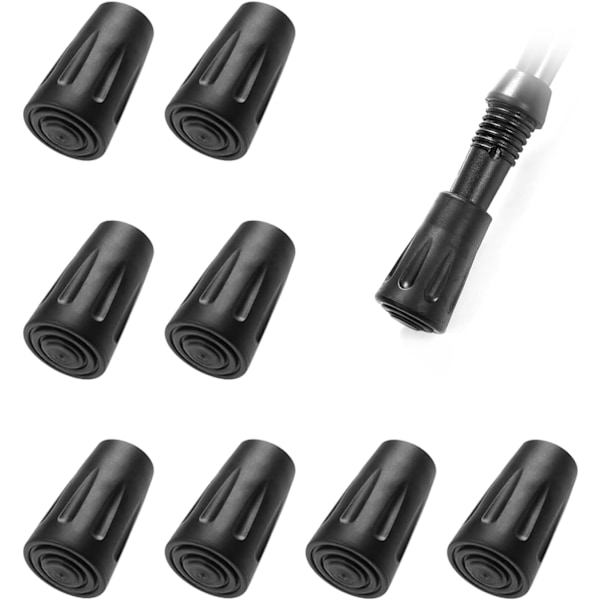 8 stk. Nordic Walking Stick Spidsdæksler, Gummi Polfodbeskyttelse til Vandrestave Asfalt Grus Bjerge Vandreture