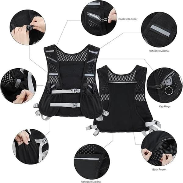 Hydration Pack / Running Vest with Reflective Design - Lightweight & Comfortable for Running, Hiking, Cycling, Marathon