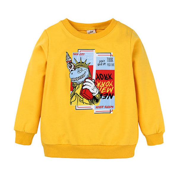 2023 Toddler Kids Cartoon Print T-shirt Dinosaur Karakter Bomuld Langærmet Sweatshirt Drenge Piger T-shirts Baby Tops 1 3-4T