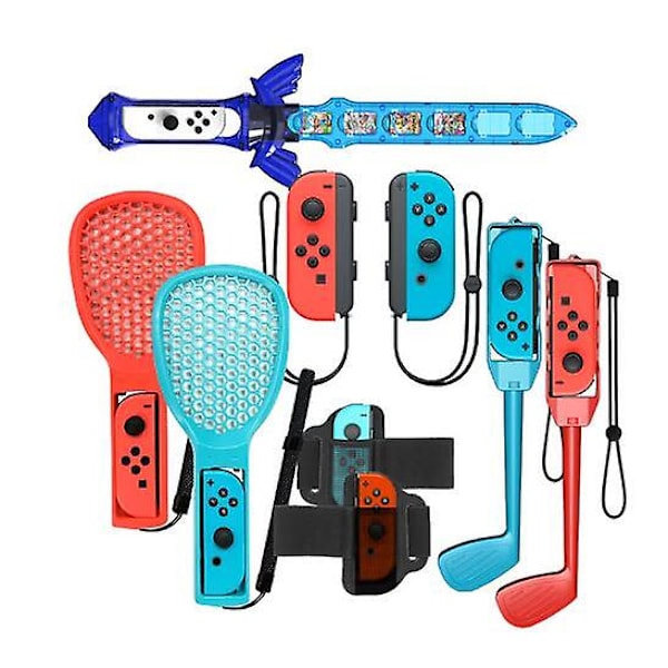 Switch Sports tilbehørssæt, Joycon-greb til håndrem og benrem Tennis ketchere Sværd