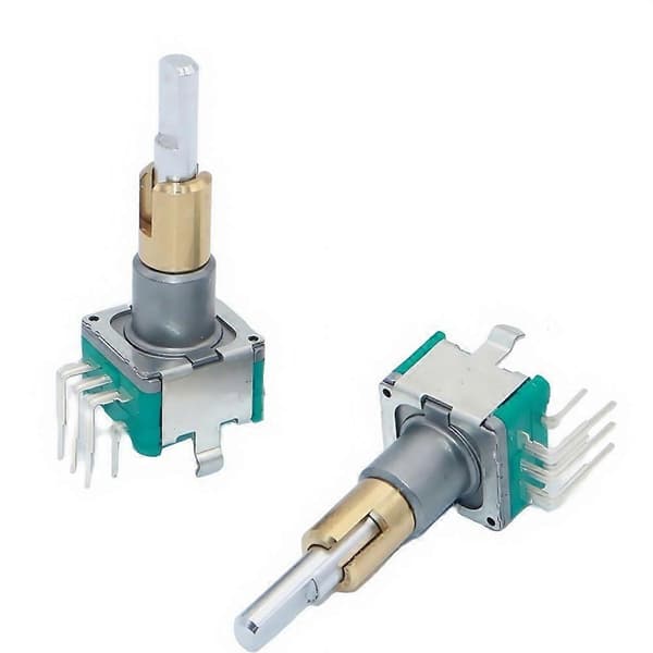 EC11EBB24C03 Dobbelakselkoder med knappebryter 30-posisjons håndtak 25 mm aluminiumslegeringshetter