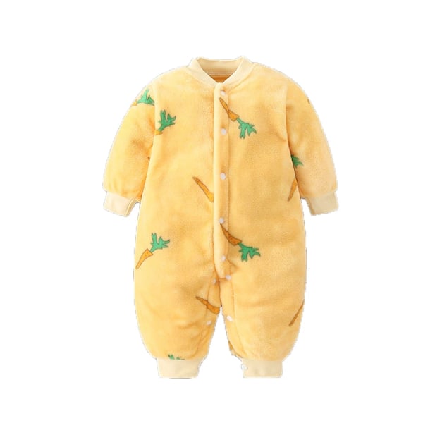 Nyfødt babyklærsett myk babyjentejakke guttejumpsuit flanell baby romper baby jumpsuit klær 0-18 måneder Yellow-carrot 9M