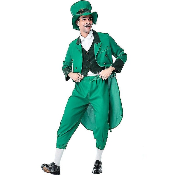 St. Patrick -asu Green Leprechauns Cosplay -karnevaaliasu aikuisille lapsille korkealaatuinen Adult S
