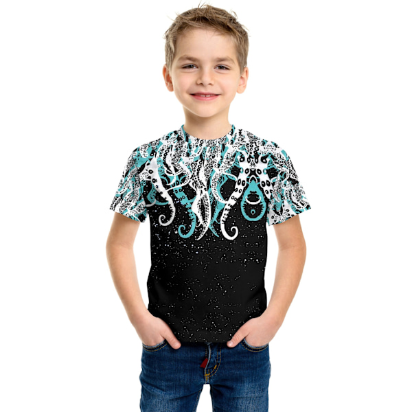 Minecraft T-shirt för pojkar och flickor, söt mönsterdesign, tecknat tryck, rund hals, rolig kortärmad topp, avslappnad vår sommar barn J 100cm