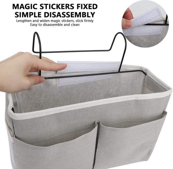 1 pc (grey) bed pocket, waterproof canvas bed shelf organizer