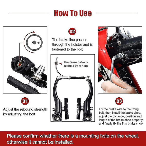 Komplett Cykel Mountain Bike Set, V Broms + Ytterkablar + Spak + Fram & Bak Bike Brake Accessori