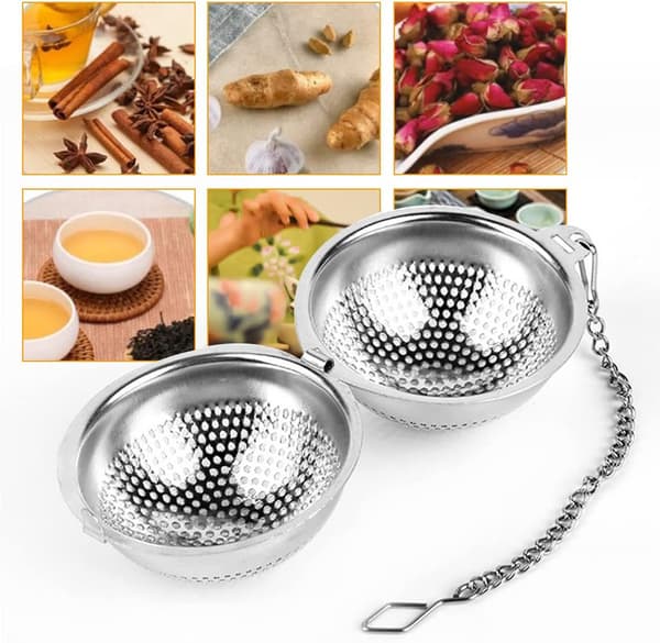 2 stk. te-infuser 5,5 cm, te-infuser i rustfrit stål med kæde og drypbakke, te-si bold