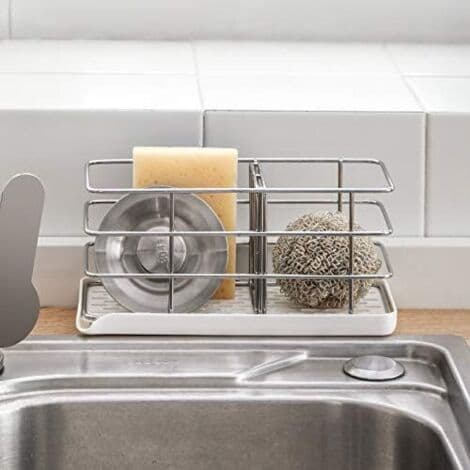 304 Rustfritt Stål Svampholder, Multifunksjonell Vaskorganisator, Oppvaskstativ, Såpekopp, Justerbar Hengende Panel