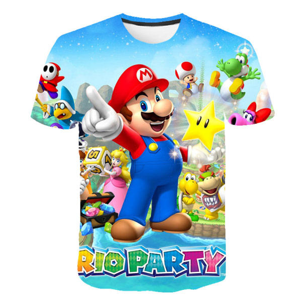 Tecknad Super Mario T-shirt Barn 3D-tryckta T-shirt Toppar C 110CM