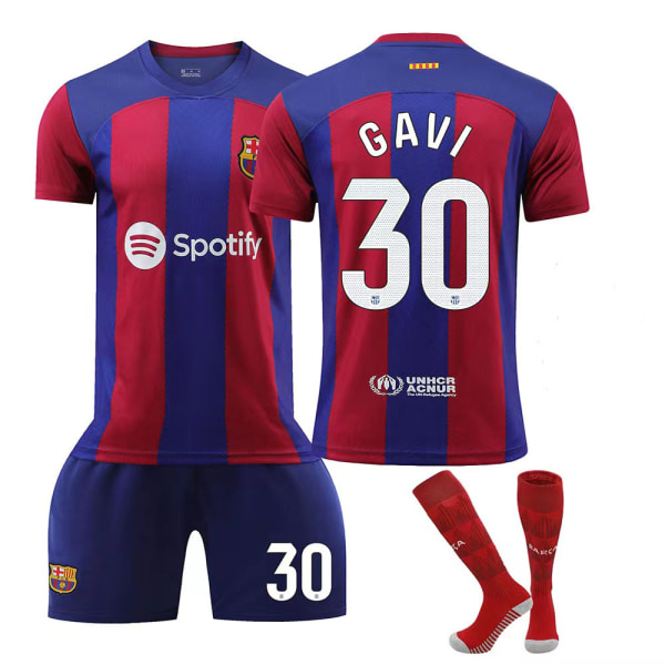 23/24 Ny sæson Hjem FC Barcelona GAVI Nr. 30 Børnetrøje LEWANDOWSKI 9 LEWANDOWSKI 9 22