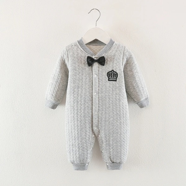 Nyfødt baby dreng tøj bomuldssæt gentleman dragt behagelig baby jumpsuit blød nyfødt romper nyfødt bodysuit 0-18 måneder 23 Grey 18M