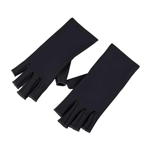 Uv-skjoldhandsker til gelmanicure - Anti-uv fingerløse handsker til gelmanicure Black