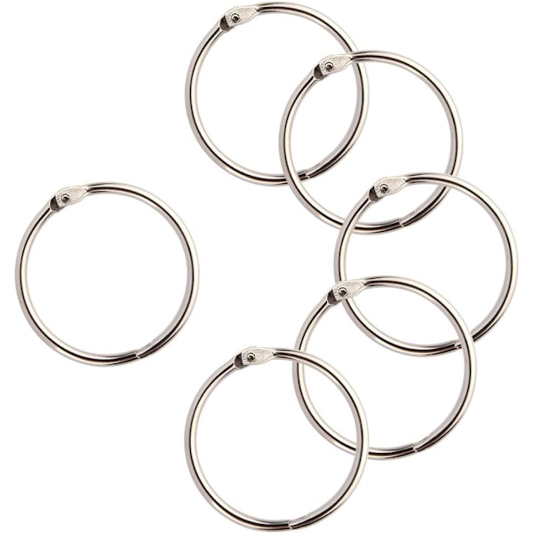 15 stk. 1,8 tommer diameter bog løse blad binderinge nøglering ringe, sølv indekskort ringe