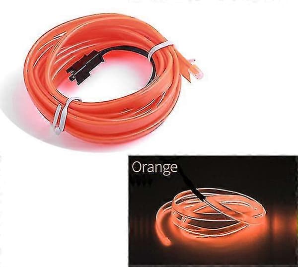 Bilinteriør LED dekorativ lampe EL ledninger neonstripe, for bil DIY FL Orange 3M USB drive