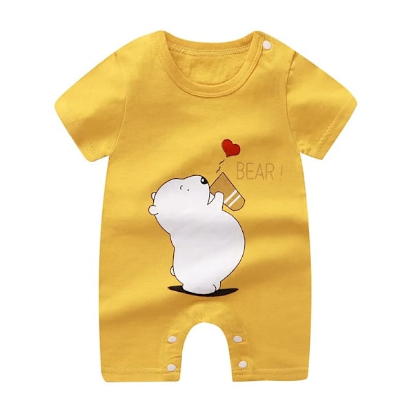 Nyfödda Baby Rompers Kortärmad Cartoon Bomulls Jumpsuit för Pojke Flicka 10 24 meses