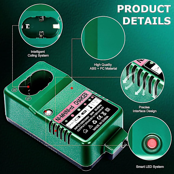 Ni-mh Ni-cd Batterilader For Hitachi Ds12dvf3 Eb1214s Eb1220bl Eb1220hl 324360 7.2v 9.6v 12v Erstatningsbatterilader