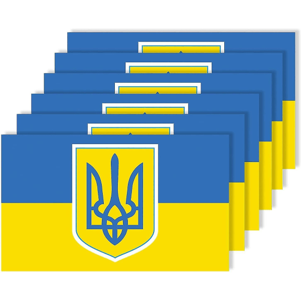 Ukraina flagga klistermärken med ukrainska emblem