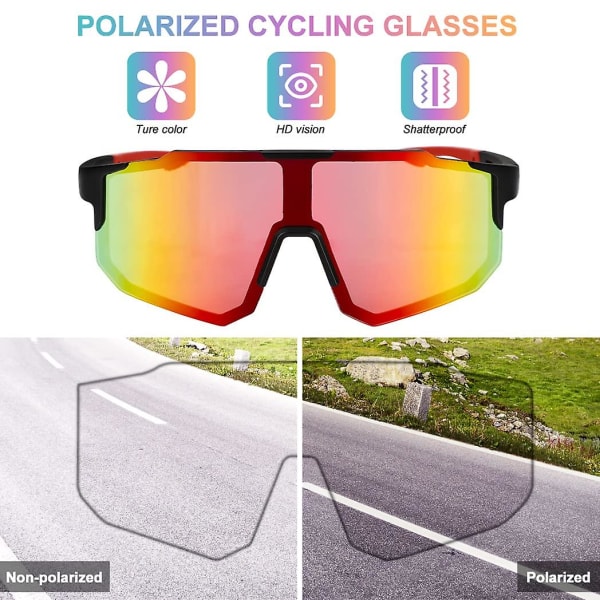 Polariserede Cykelsolbriller Til Mænd Kvinder Sportssolbriller Uv400 Beskyttelse Udendørsbriller Vindtætte Briller Cykelbriller Til Vandring Klatring Fis
