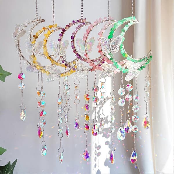 Månesommerfugldesign – Glitrende krystalldekor – til jule- og bursdagsgave A