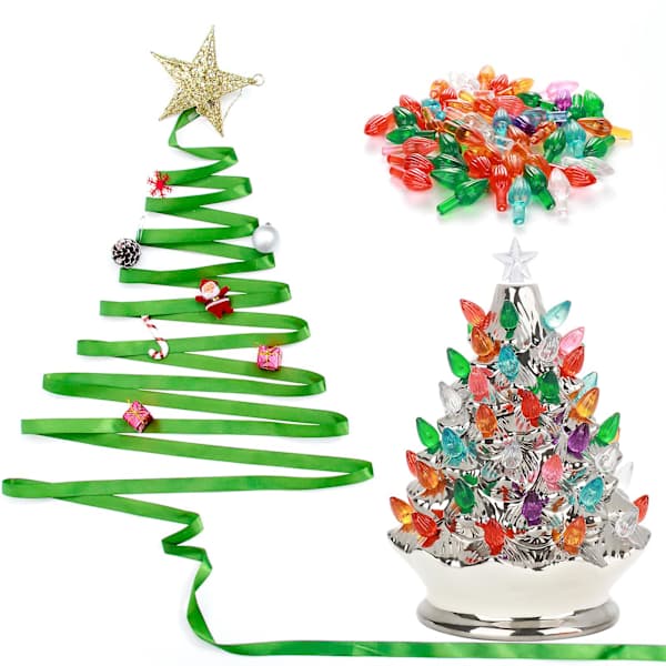 50 pcs. Replacement Bulbs for Christmas Trees, for Ceramic Christmas Trees with Flickering Lights
