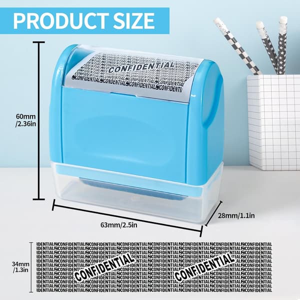 Address Blocker Wide Roller Stamp - Confidential Data Protector With 3-Pack Refills for Anti-Theft and Privacy (Blue Stamp) Blue Stamp + 3 Refills