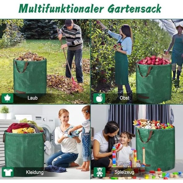 NAIZY Hageposer Sett med 3 Hageposer 272L Heavy Duty Hageavfallsposer Hageavfallspose Robust PP avfallspose
