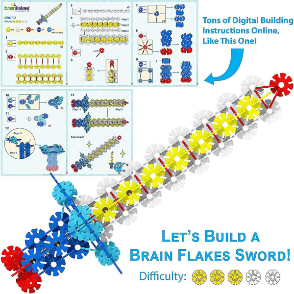 Brain Flakes 500 stykker sammenlåsende plastskiversæt - Et kreativt og pædagogisk alternativ til byggeklodser - Testet for børns sikkerhed - A Gr.