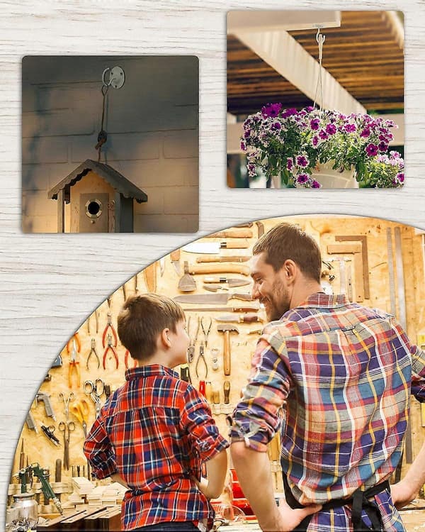 Et sæt med 3 loftkroge til ophængning af planter - indendørs metalkroge til planter, jernlanterner til fuglefoderhuse, vindklokker, urtepotter White 3 Pack