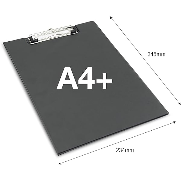 Skriveplate med mappe, A4/Protokoll, Svart