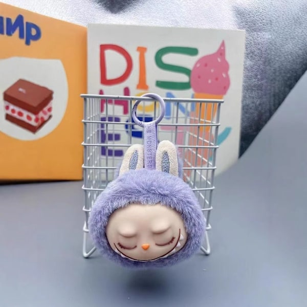 Uusi vinyyli toisen sukupolven istuva pehmo pieni pää pupu ruma söpö nukke (yksi) purple