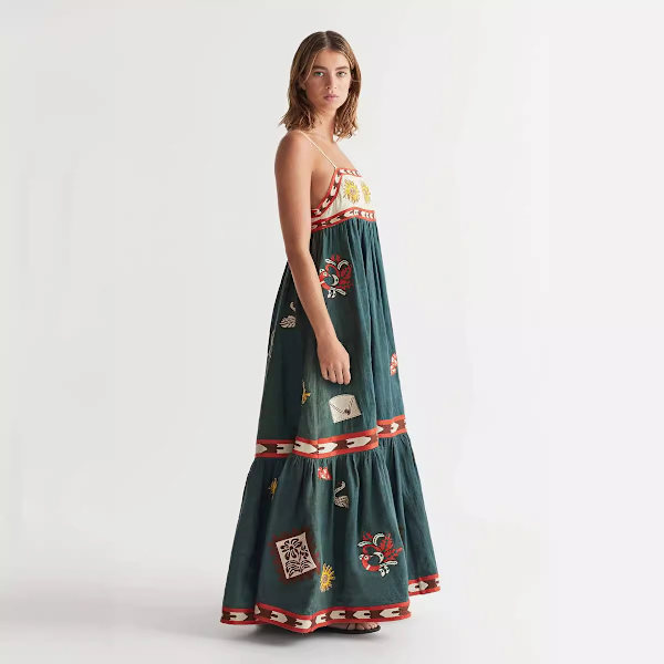 Naisten kesämekko, kukallinen olkaimeton rantamekkok, boheemi maxi-mekko, rento ranta- ja Havaiji-vapaa-ajanmekko style:style1; S