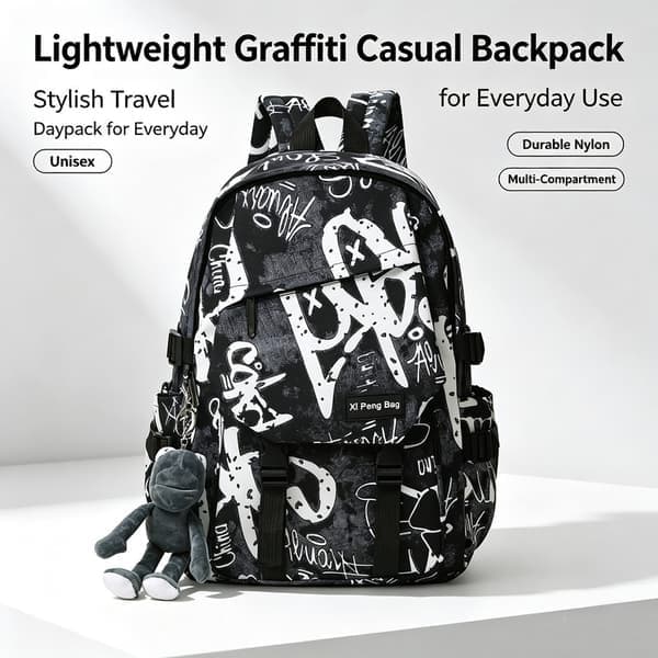 Multifunctional Backpack for Youth with Frog Pendant, Large Capacity and Multiple Pockets, Cute School Bag for School, Work and Travel Blue