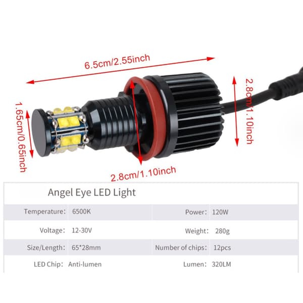 H8 LED Angel Eyes Forlygteopgradering 120W Direkte Pasform til E90 E92 E60 E70