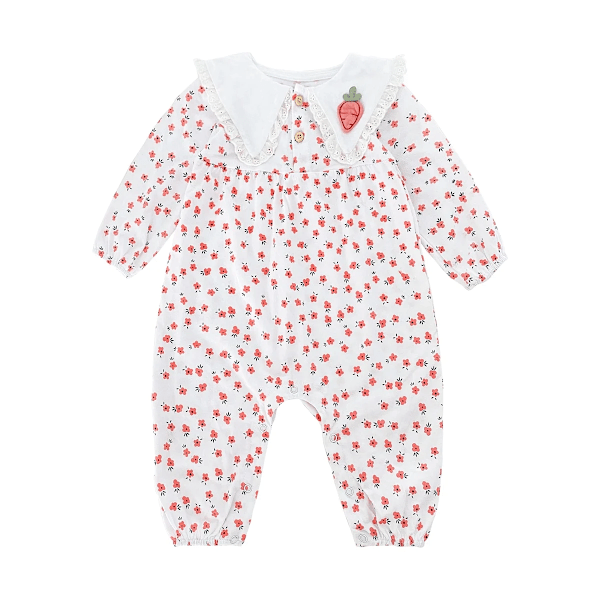 Sanlutoz Baby Pige Prinsesse Tøj Langærmet Sød Blomster Romper Efterårstøj BRW1153-PK 12-18M