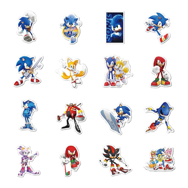 50 stk Sonic Doodle Stickers Animerede Decals til Laptop Bagage Cup